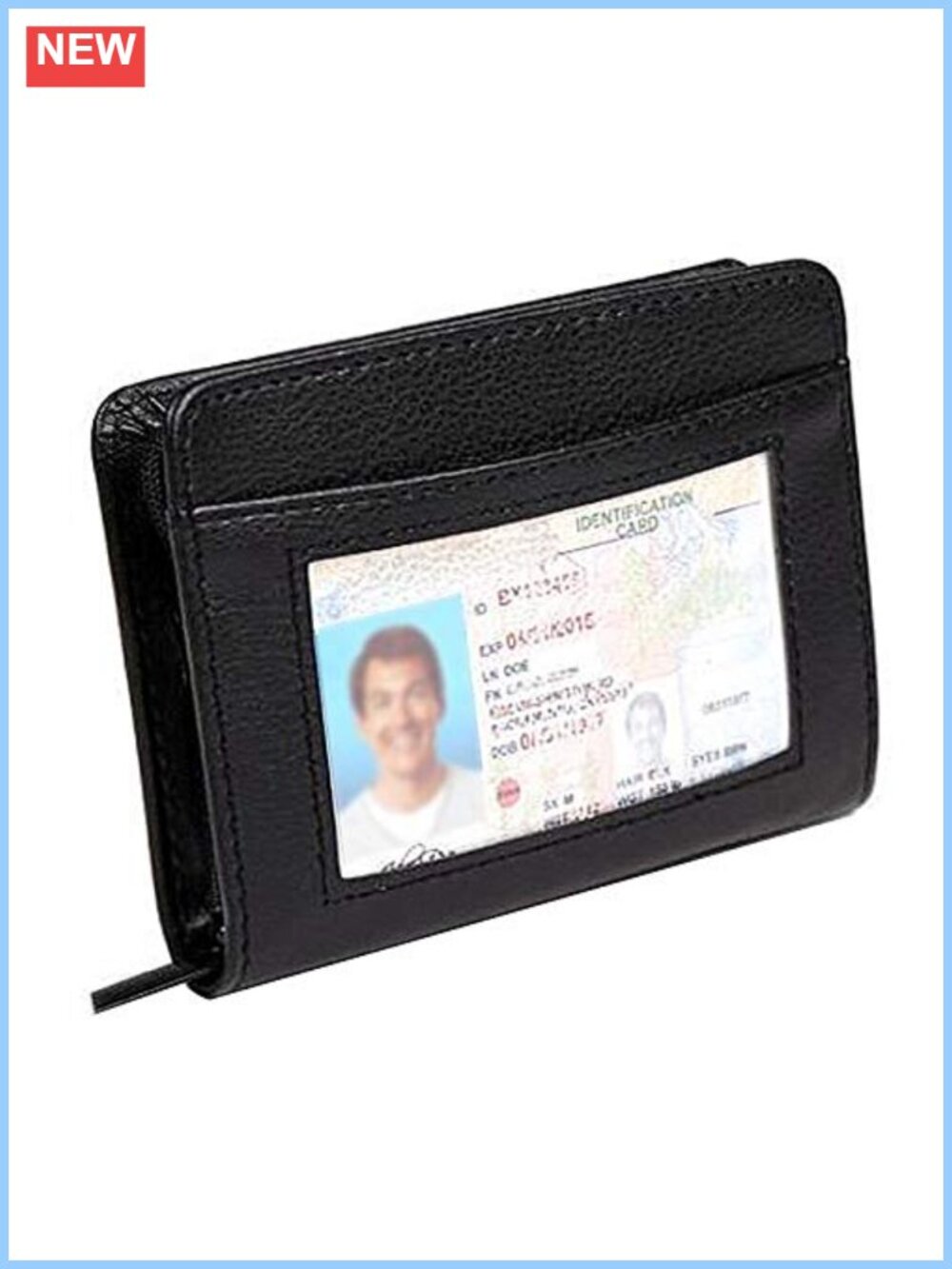 RFID Blocking Leather Credit Card Holder Wallet with Zipper Huge Storage
